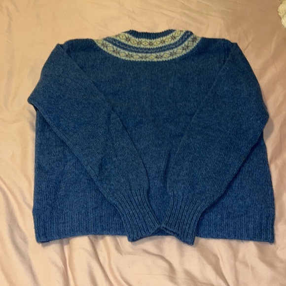 Women's Blue Sweater with Patterned Collar Fair isle - Picture 7 of 7